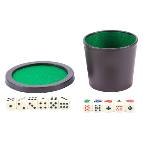 Tasse de poker Longfield avec couvercle - comprenant 2 jeux de dés (16 mm) - jeu de dés - jeu de dés classique jeu familial - coeur d'ange