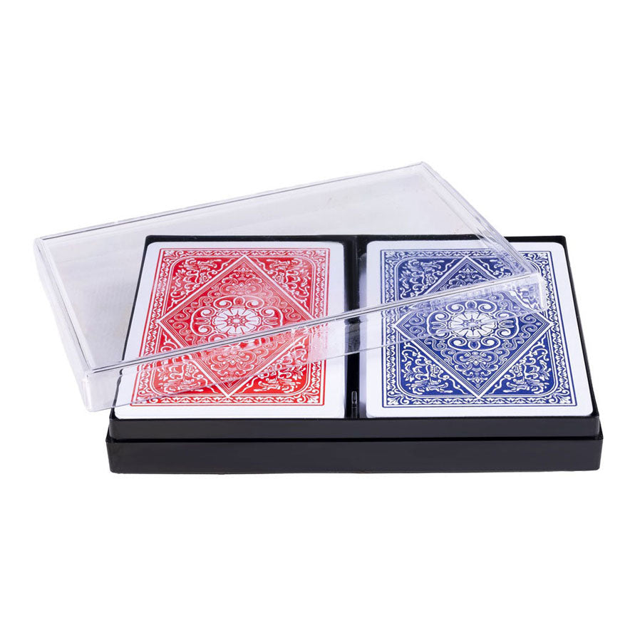 Cartes à jouer Longfield 100% plastique, 2 jeux dans une boîte en plastique poker bridge