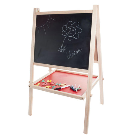 Tableau blanc Longfield en bois - Tableau noir double face pour enfants - Plateau de jeu éducatif avec aimants, gomme à craie - Tableau d'apprentissage pour planche à dessin - Coeur d'ange