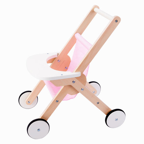 Poussette de poupée Engelhart – poussette de poupée en bois – rose – 45 x 33 x 50 cm – poussette de poupée pour enfants – jouets de jeu de rôle –