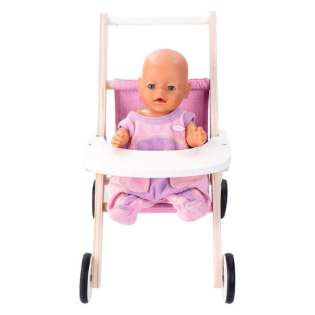 Poussette de poupée Engelhart – poussette de poupée en bois – rose – 45 x 33 x 50 cm – poussette de poupée pour enfants – jouets de jeu de rôle –