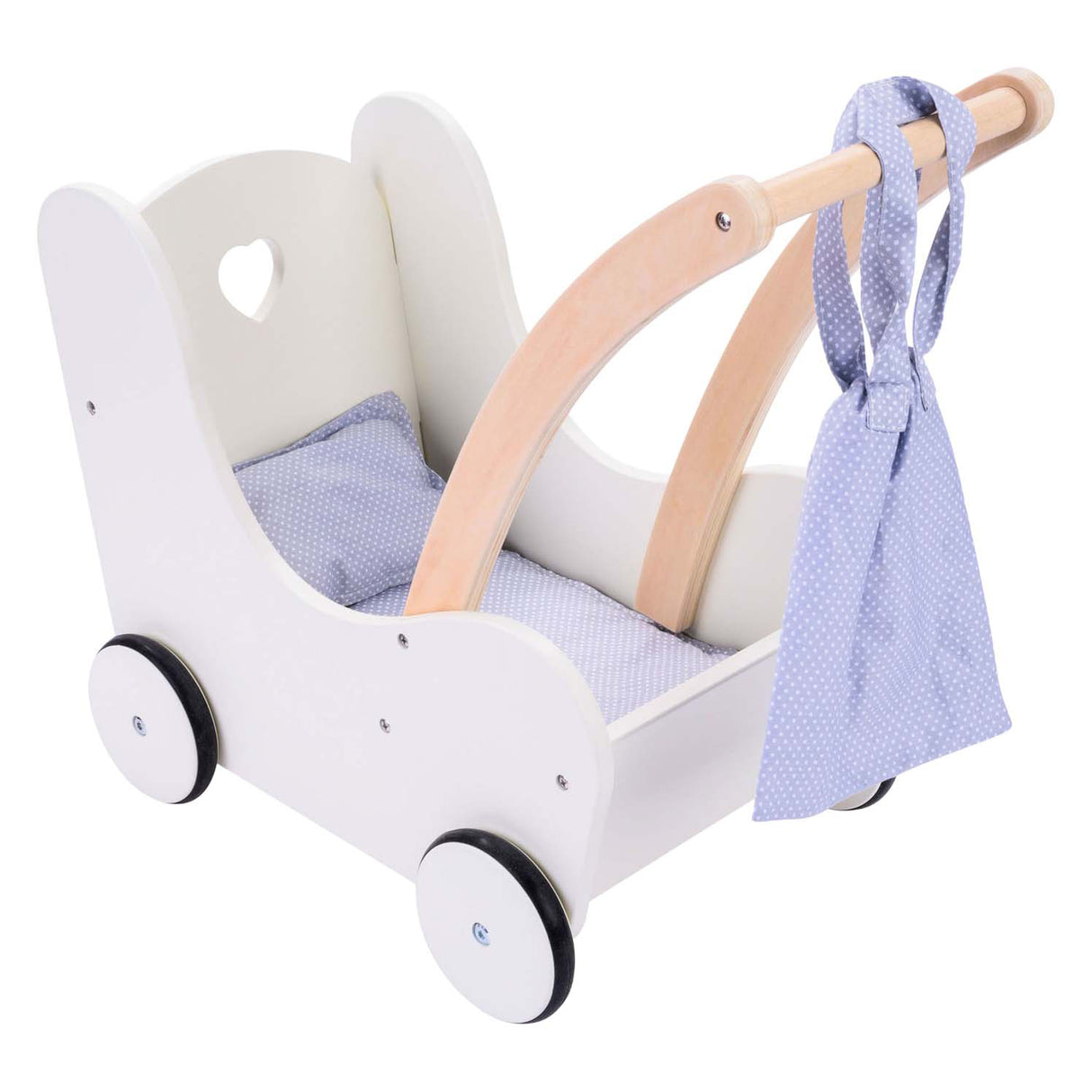 Trotteur de poupée en bois gris blanc