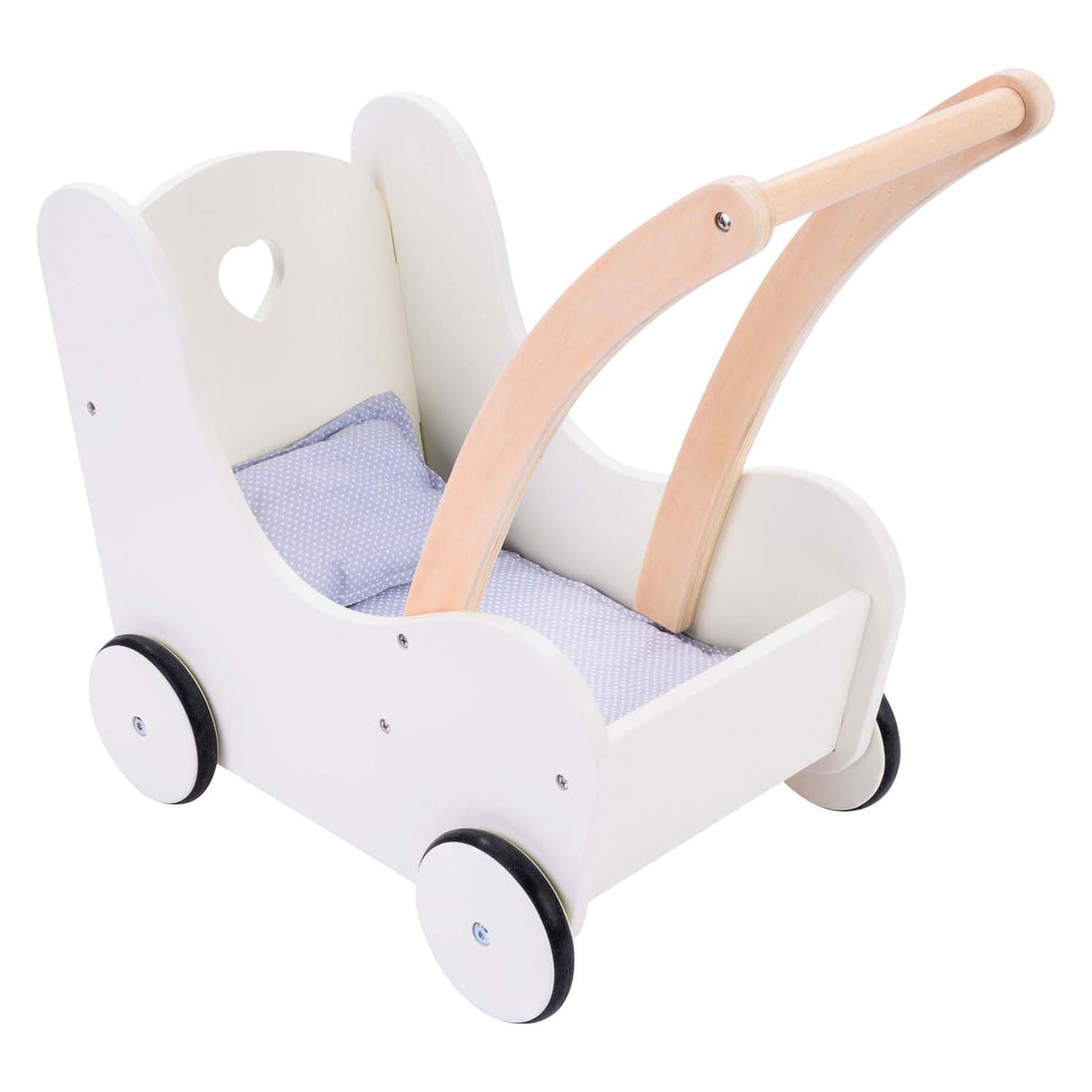 Trotteur de poupée en bois gris blanc