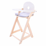 Chaise de poupée Longfield gris blanc - chaise haute de poupée en bois avec coussin - chaise de poupée pour jeu de rôle - convient à toutes les poupées - coeur d'ange