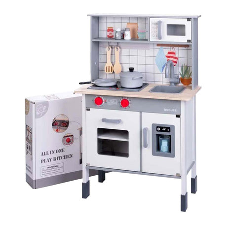 Cuisine Dorjee en bois de jeu, y compris les accessoires blancs