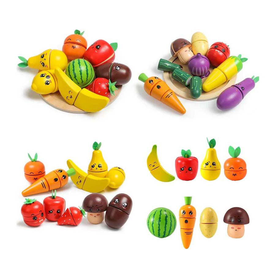 Ensemble de coupe en bois de légumes et de fruits