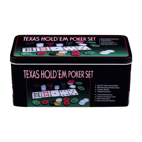 Set de poker Engelhart avec cartes, tissu et 200 jetons (4 grammes) dans une boîte