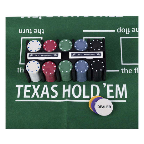 Set de poker Engelhart avec cartes, tissu et 200 jetons (4 grammes) dans une boîte