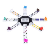 Engelhart Domino Double 12 Train Mexicain – 91 tuiles avec yeux colorés – Boîtier en aluminium de luxe avec poignée – Trains de gare inclus – Jeu familial stratégique –