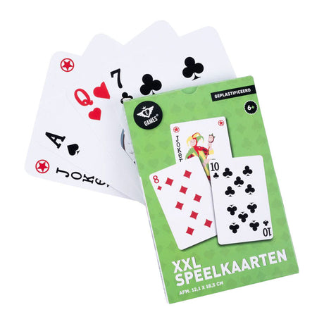 Cartes à jouer Longfield XXL 12,1 x 18,5 cm – Jeu de cartes en papier plastifié (54 cartes) – Jeu de cartes extra large pour jeux de société Jeu familial – Coeur d'ange