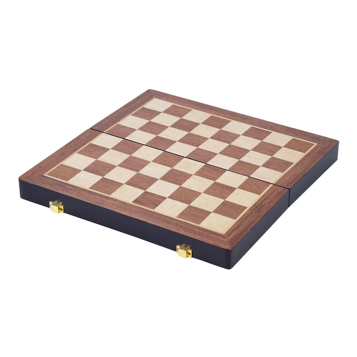 Jeu d'échecs Engelhart Deluxe pliable – Jeu d'échecs en bois de frêne – Échiquier luxueux marron 38 x 38 x 5,8 cm – pliable compact –