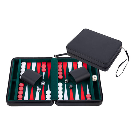 Jeu de voyage Backgammon avec fermeture éclair - noir