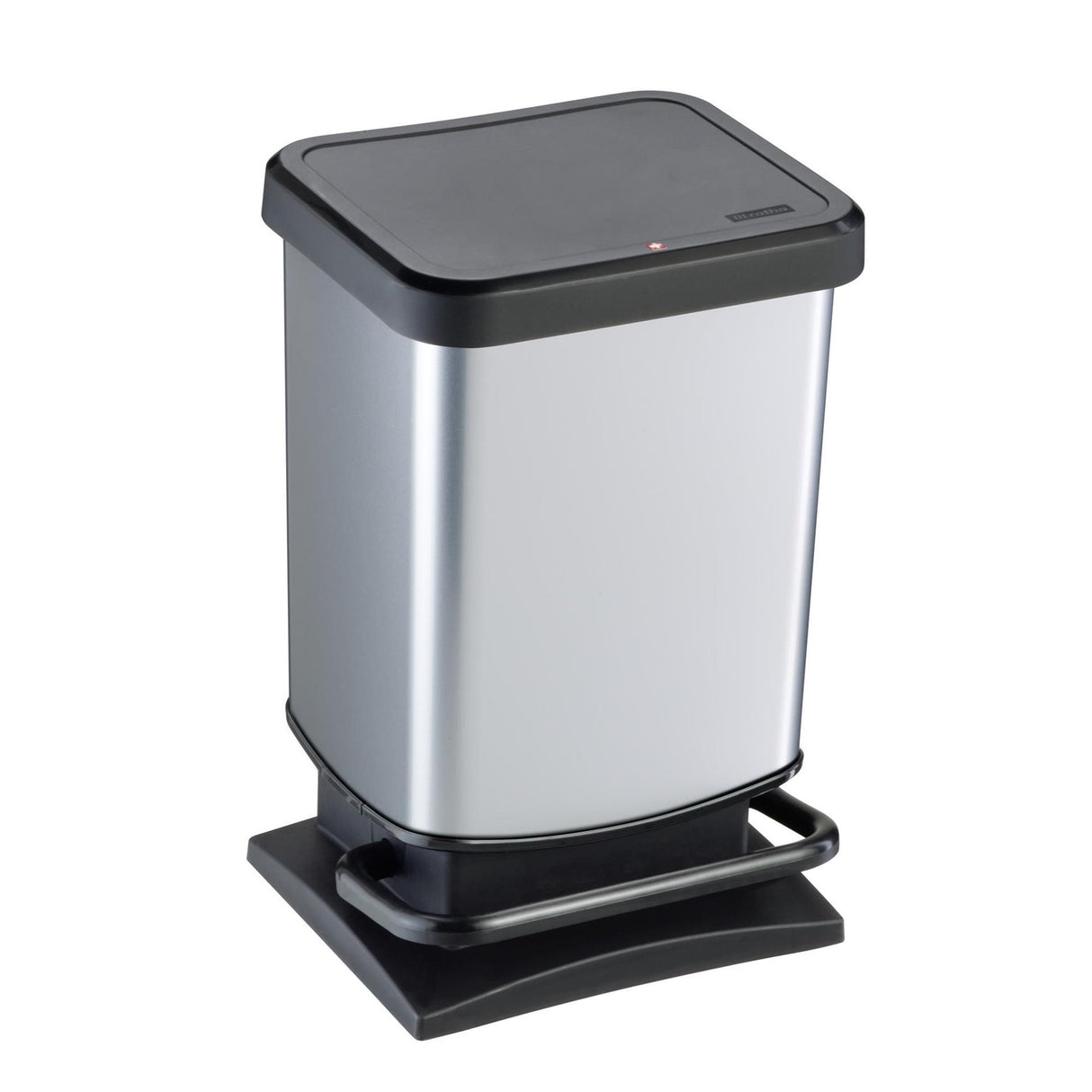 Poubelle à pédale Rotho Paso 20l argent métallisé