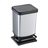 Poubelle à pédale Rotho Paso 20l argent métallisé