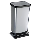 Poubelle à pédale Rotho Paso 40l argent métallisé