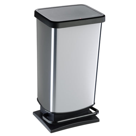 Poubelle à pédale Rotho Paso 40l argent métallisé