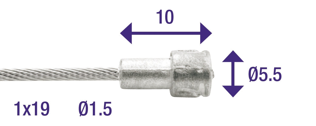 Rem Binnenkabel Elvedes 2000mm rustfrit stål Ø1.5mm V-Nipple (100 stykker)