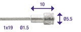 Rem Binnenkabel Elvedes 2000mm rustfrit stål Ø1.5mm V-Nipple (100 stykker)