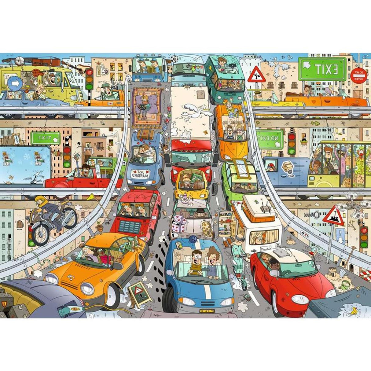 Ravensburger puzzle bande dessinée - chaos de la circulation 1000 pcs.