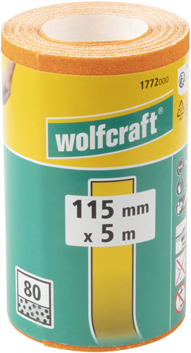 Wolfcraft - rouleau de papier de verre grain 80 - pour bois métal 5 m x 115 mm - 1772000