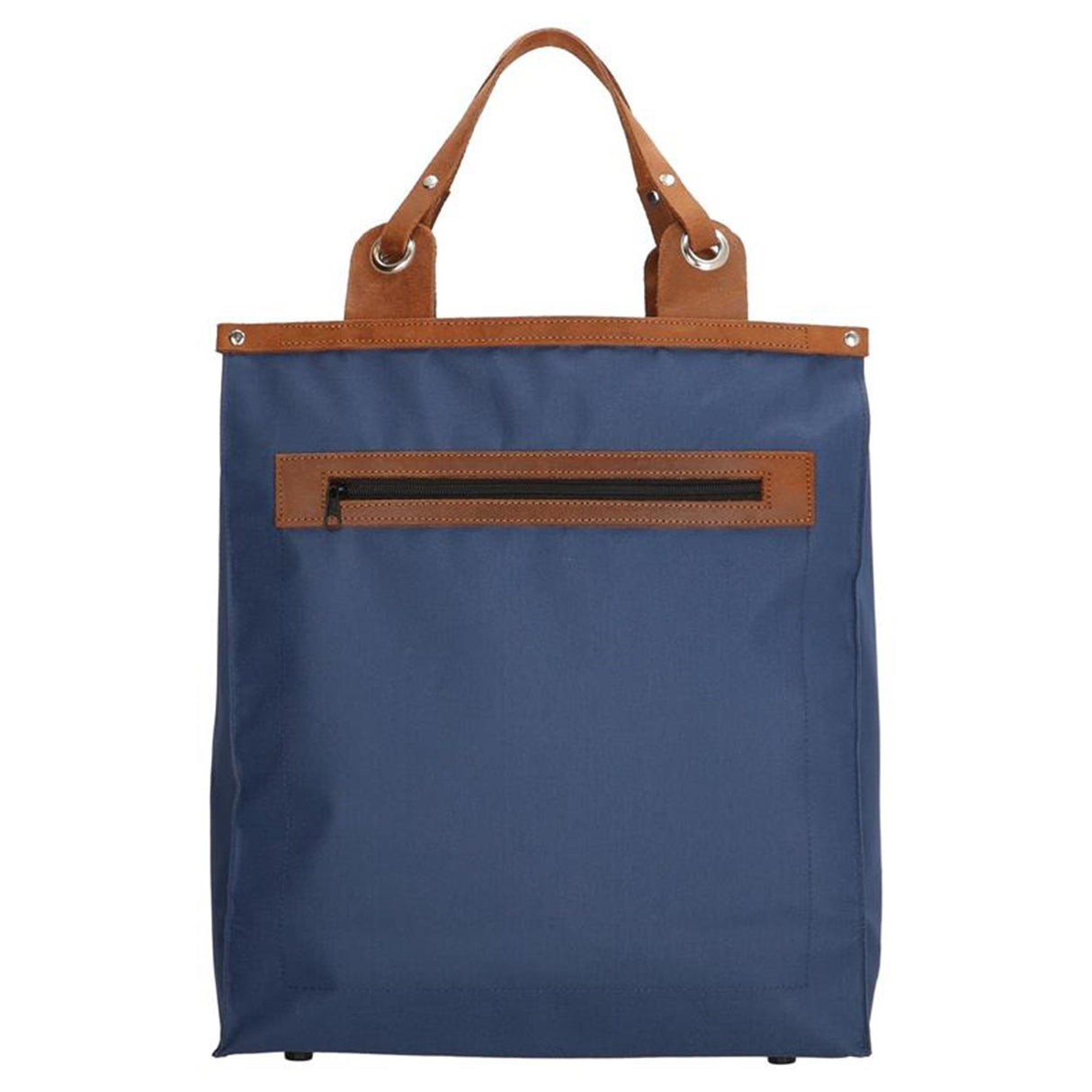 Sac shopping anse cuir bleu