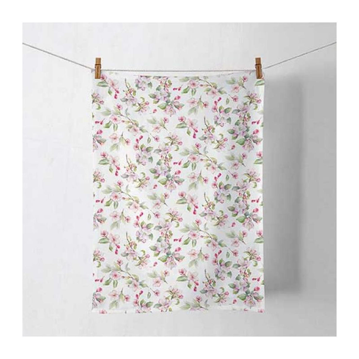 Torchon Ambiente fleur de printemps blanc