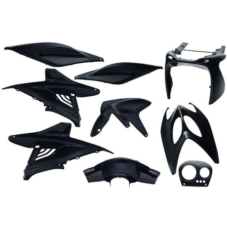 Jeu de plaques de bordure 9 pièces pour Yamaha Aerox jusqu'à 2014 - noir métallisé