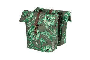 Sac double vélo de basilic, animal de compagnie recyclé, pliage de retenue à l'eau, cuir végétalien, 28-32L, thym groen