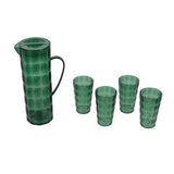 Pichet verseur avec 4 verres à boire en plastique vert lot de 5