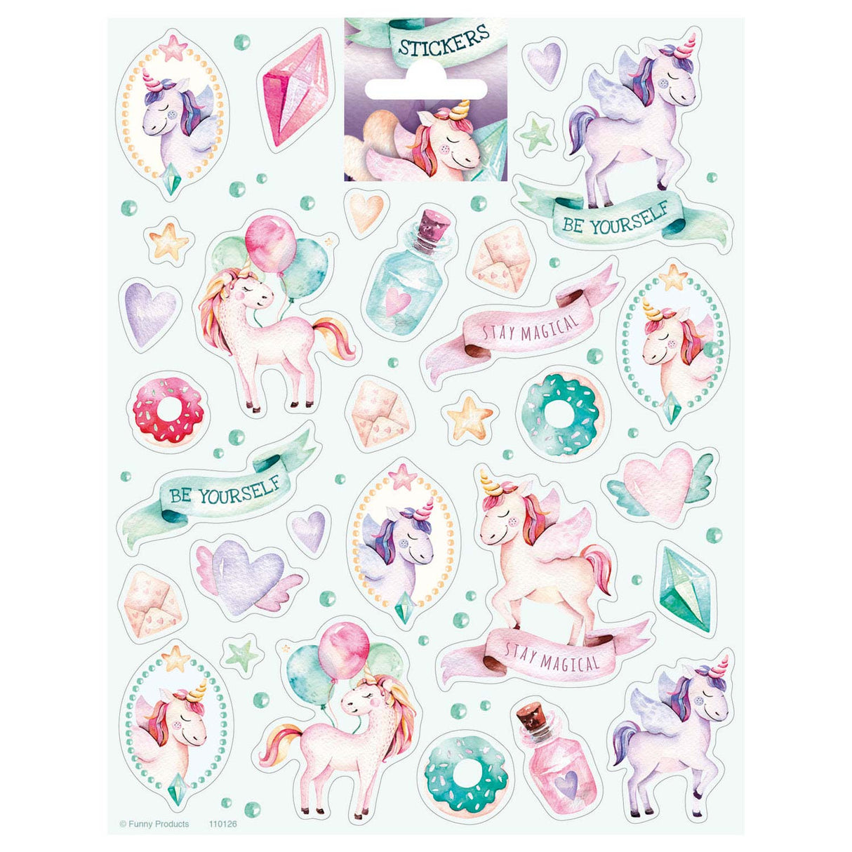 Feuille d'autocollants licorne Totum