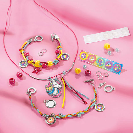 Totum Licorne Craft Case Ensemble d'artisanat 2 en 1, fabrication de bracelets et de peinture au diamant - jouets créatifs pour les filles à partir de 5 ans, pointe cadeau, paquet de bijoux artisanaux