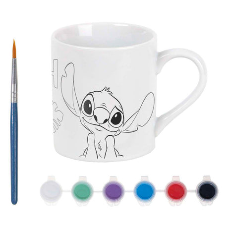 Gobelet à colorier Totum Disney Stitch - set artisanal tasse en céramique incl. peinture et pinceau - astuce cadeau jouets filles et garçons artisanat lilo stitch