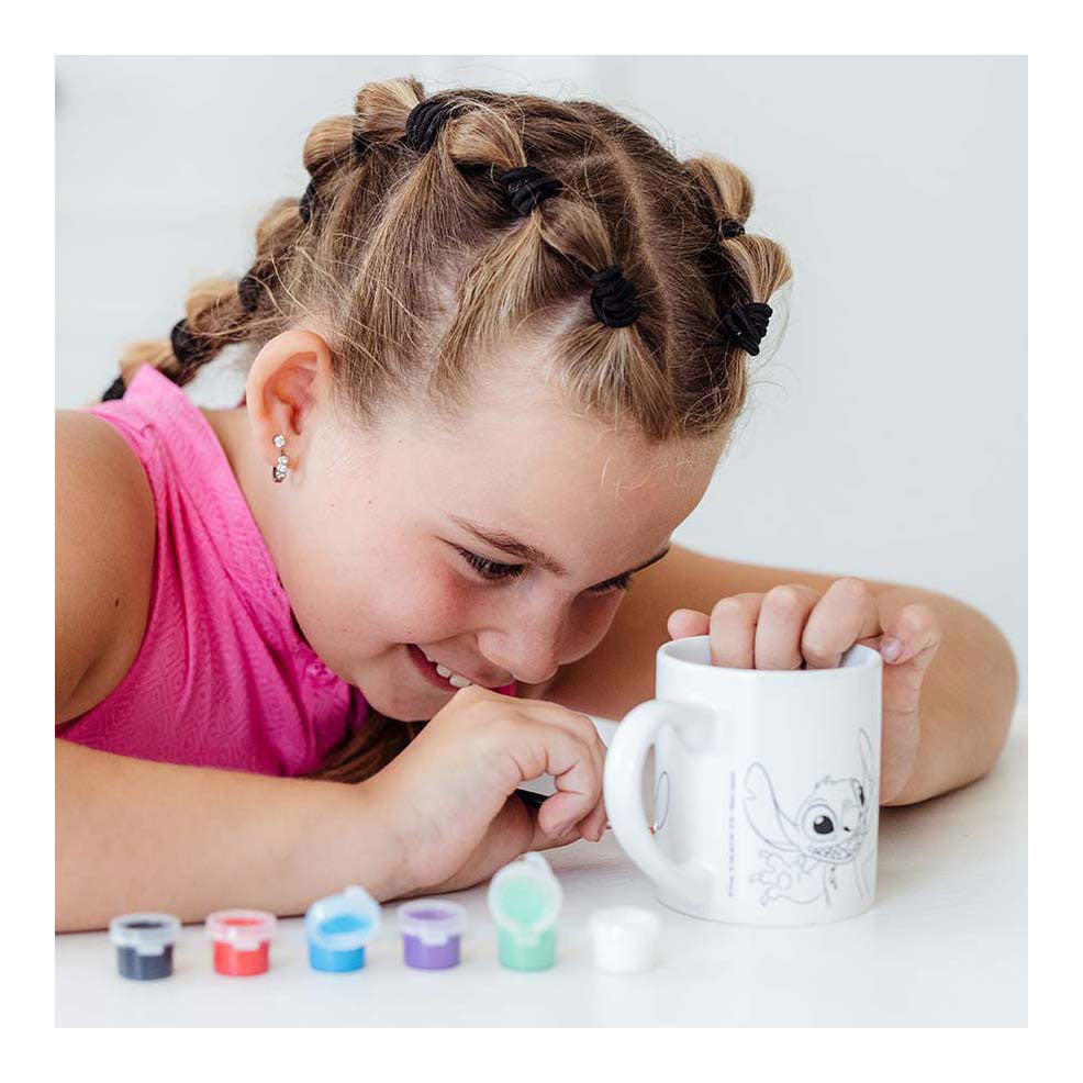 Gobelet à colorier Totum Disney Stitch - set artisanal tasse en céramique incl. peinture et pinceau - astuce cadeau jouets filles et garçons artisanat lilo stitch