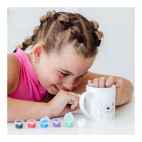 Gobelet à colorier Totum Disney Stitch - set artisanal tasse en céramique incl. peinture et pinceau - astuce cadeau jouets filles et garçons artisanat lilo stitch