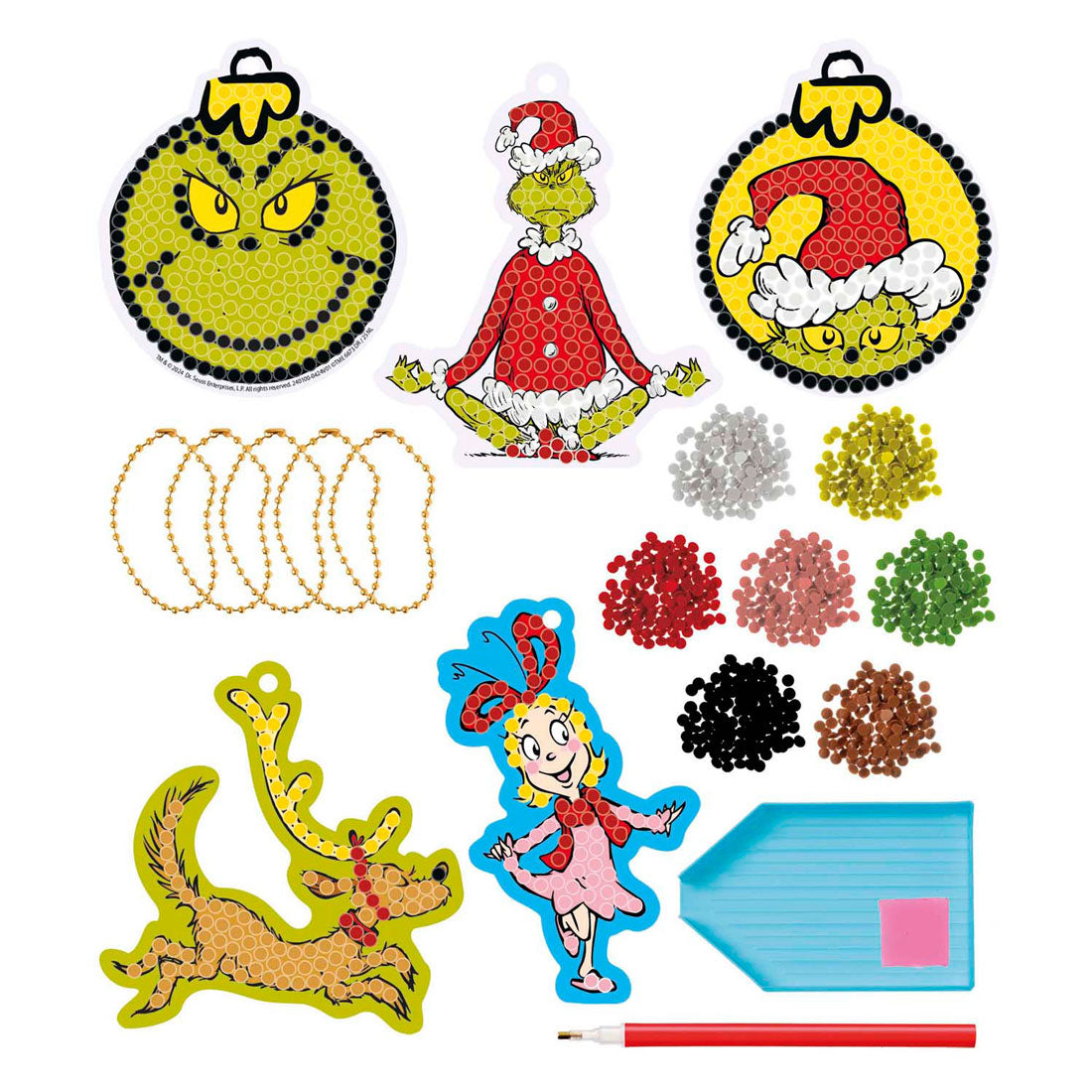 Totum le grincheux - Réaliser 5 pendentifs peinture diamant - jouets pour garçons et filles à partir de 5 ans - kit artisanal home déco