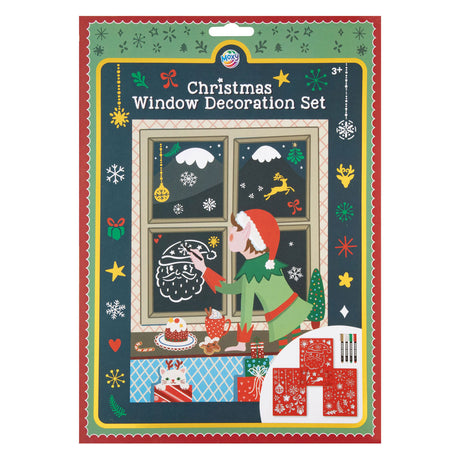 Creative craft group raam decoratie set kerstmis - 3 sjablonen en 4 viltstiften