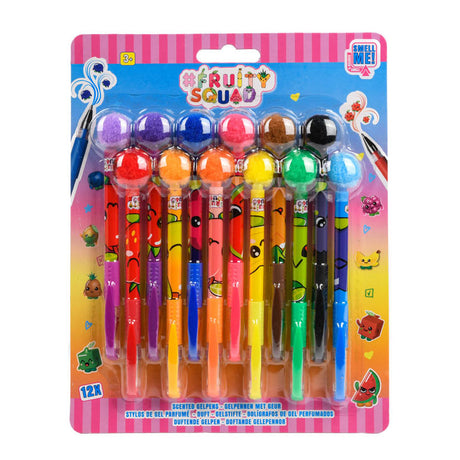 Stylos gel à pompons Canenco Fruity Squad avec parfum, 12 pcs.