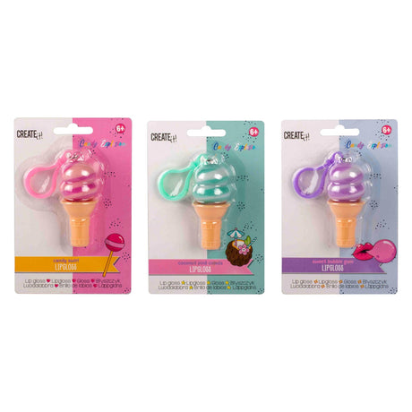 Canenco crée-le ! porte-clés cornet de crème glacée brillant à lèvres explosion de bonbons