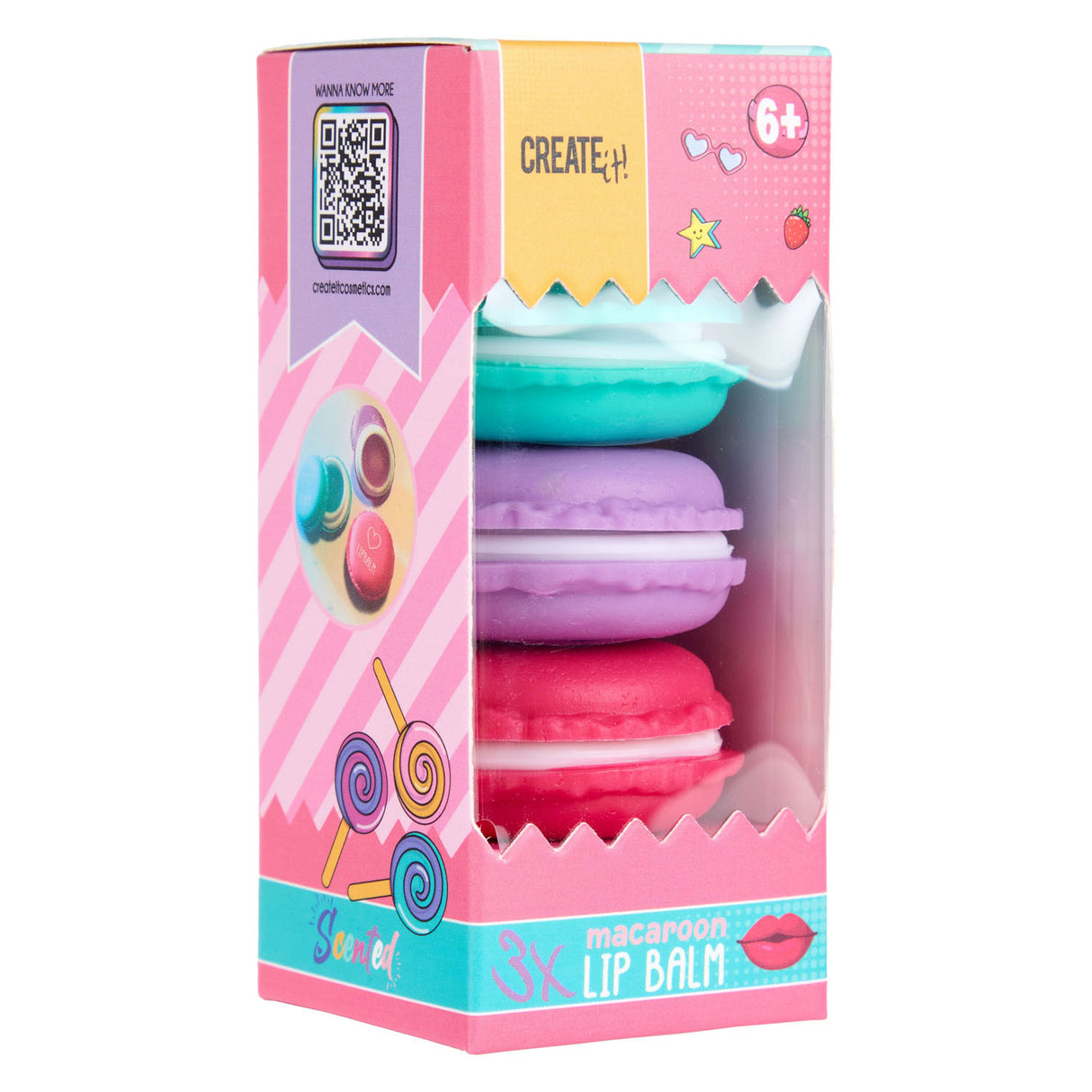 Créez-le ! boîte de macarons de baume à lèvres bonbons, 3 pcs.
