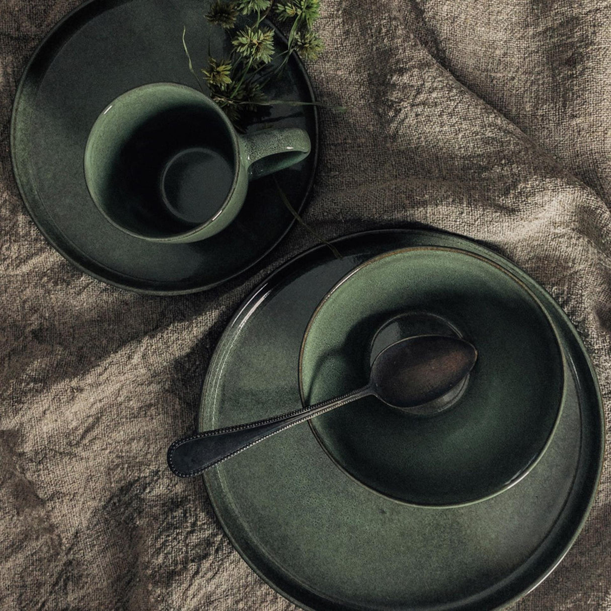 Assiette sérénité rose hollandaise ø21cm vert 4 pcs