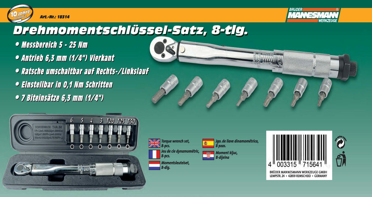 Brüder Mannesmann Brüder Mannesmann 8 pièces Tilting Keys Set 18314