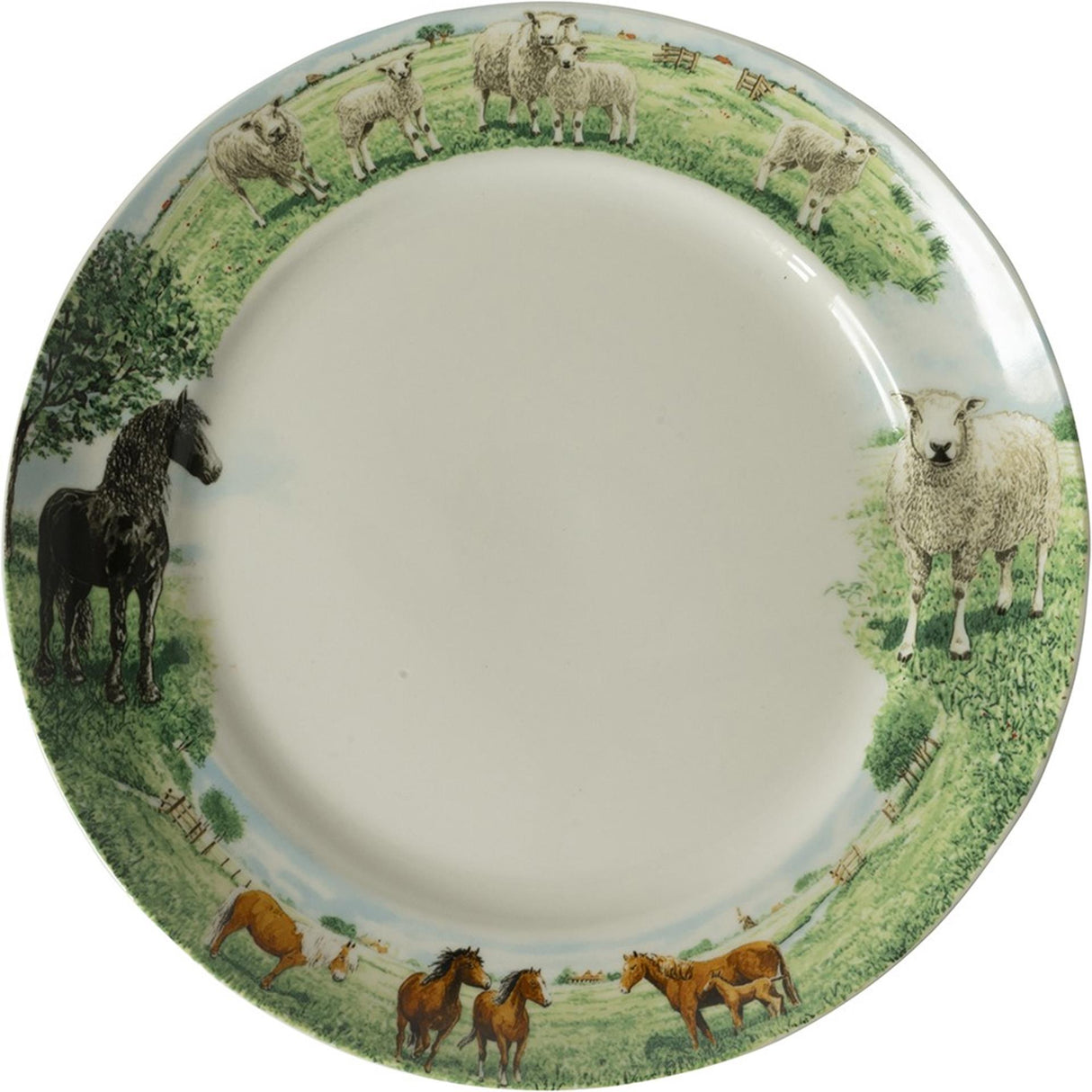 Wiebe van der zee wiebe's farm bord paard schaap ã˜25cm doos a 6 stuks porselein