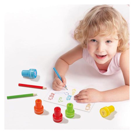 Totum peppa pig ensemble d'artisanat créatif avec tampons, crayons et autocollants-jouets éducatifs artisanat créatif junior artisanat d'estampage