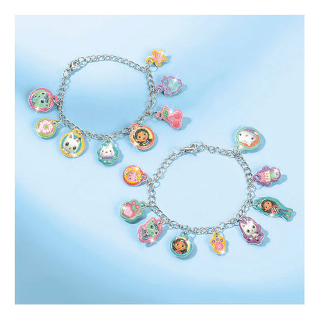 Totum Gabby's Dollhouse, fabrique 2 bracelets à breloques - Ensemble artisanal Gabby's Dollhouse, bijoux, bracelets d'amitié, cadeau artisanal pour filles à partir de 3 ans
