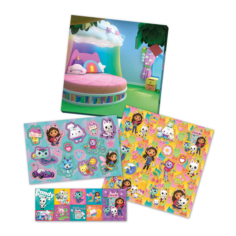Totum Gabby's Dollhouse Sticker Set 3 feuilles d'autocollants avec décor de jeu - Gabby's Dollhouse - jouets créatifs pour filles à partir de 3 ans