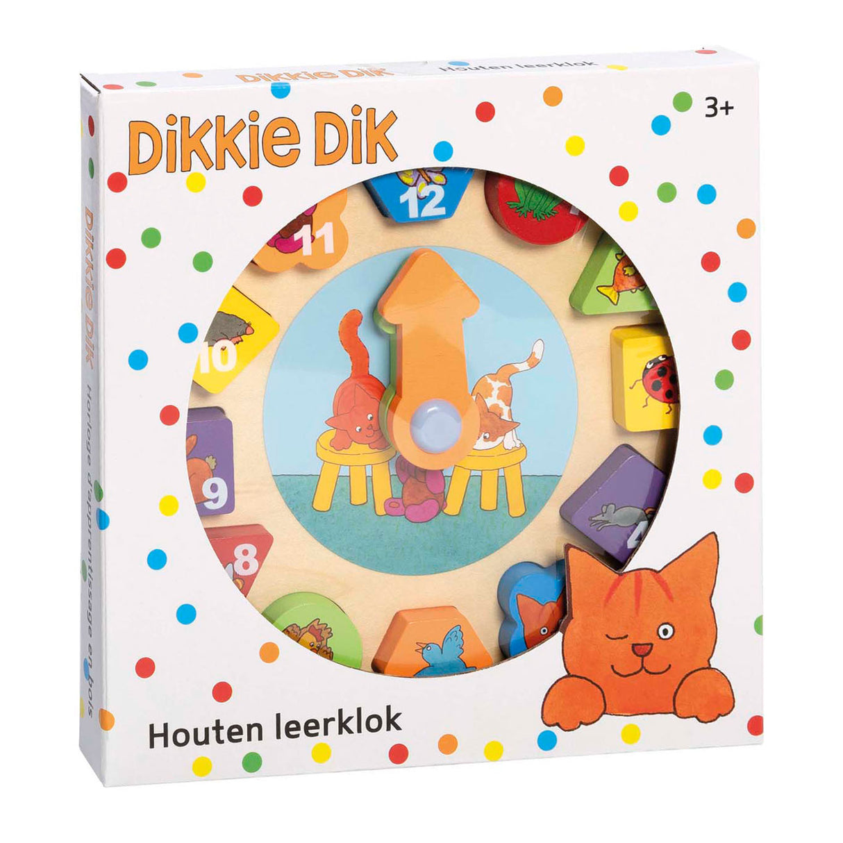 Bambolino Toys Dikkie Dik Horloge d'apprentissage en bois, 12 pcs.
