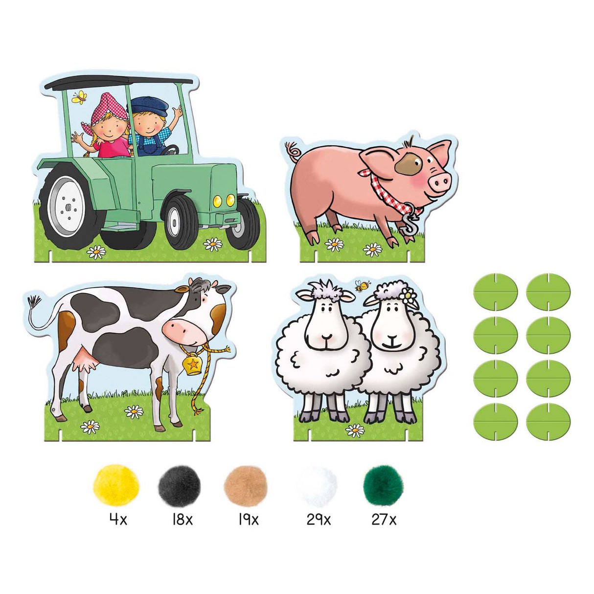 Bambolino Toys Fien et Teun Pompon Sticking Craft Set | 3 pièces