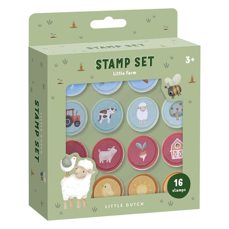 Little Dutch Little Farm Totum Stamp Set 12 pièces avec encre | 3 pièces
