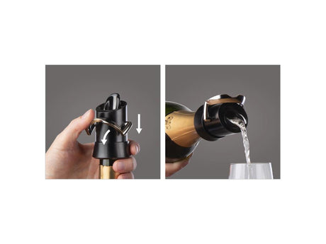 Serveur à champagne Vacu vin – bouchon à champagne avec bec verseur – garde les bulles fraîches plus longtemps – noir