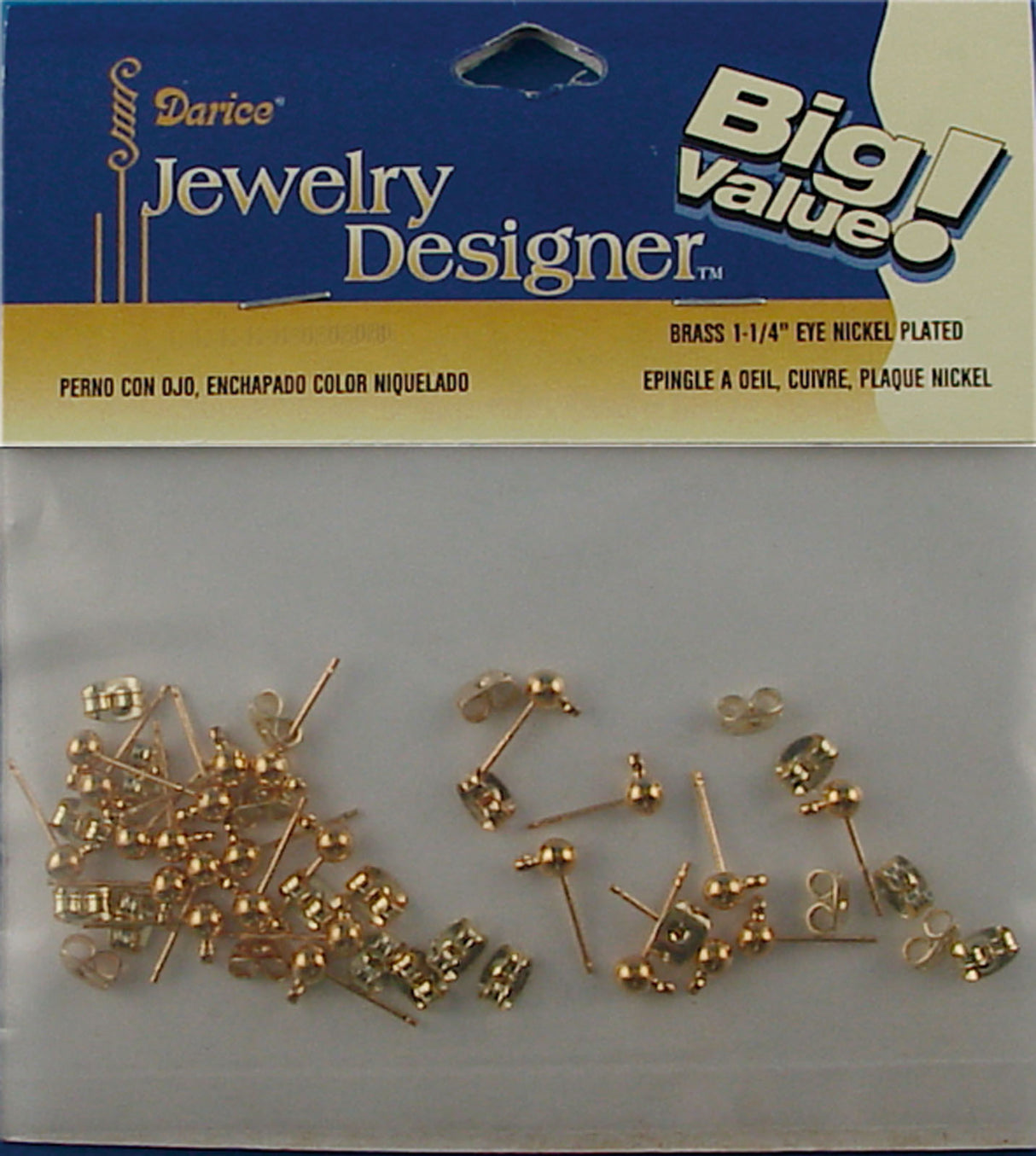 Darice • boucles d'oreilles clous 4mm or 24pcs.